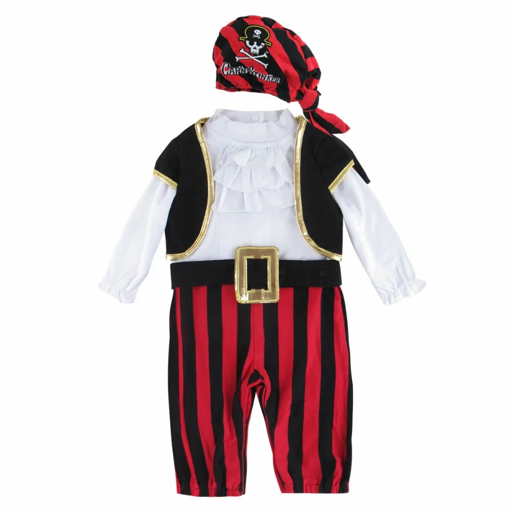 Pirate Captain Costume Romper & Hat Set – Boys (0–24M)