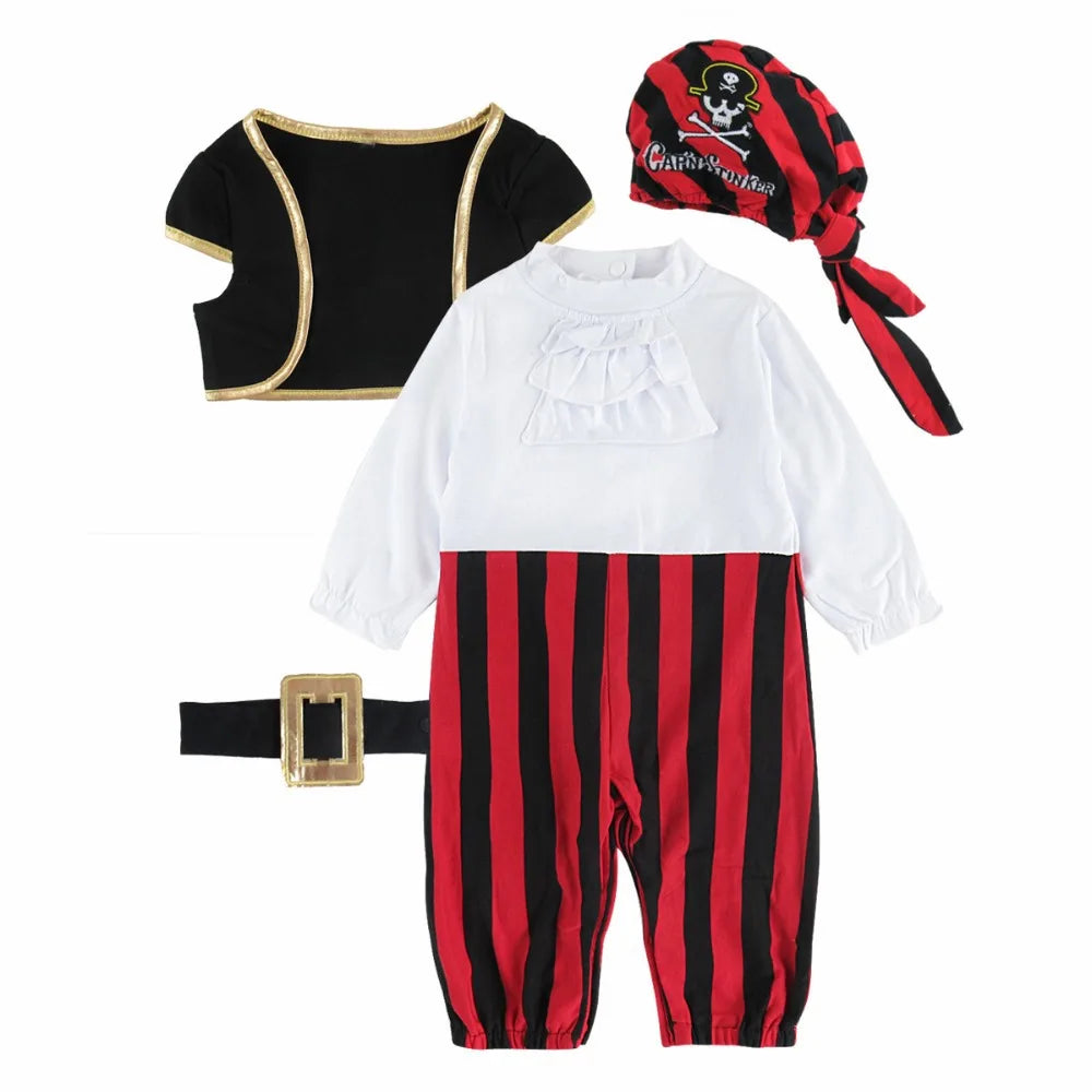 Pirate Captain Costume Romper & Hat Set – Boys (0–24M)